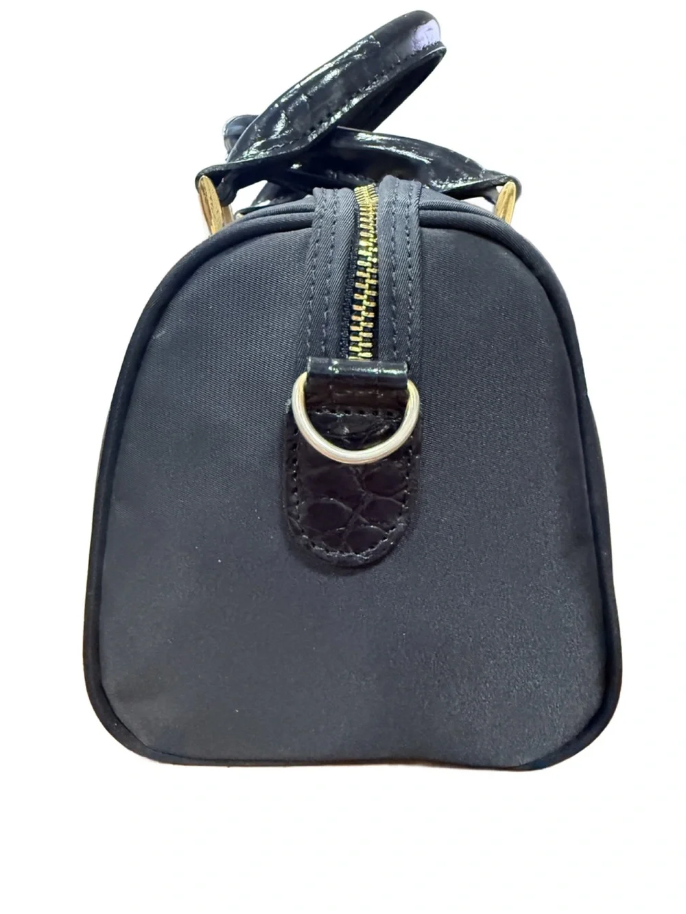 Valentino Garavani Sport Black Nylon & Croc Top-Handle Mini Boston Satchel